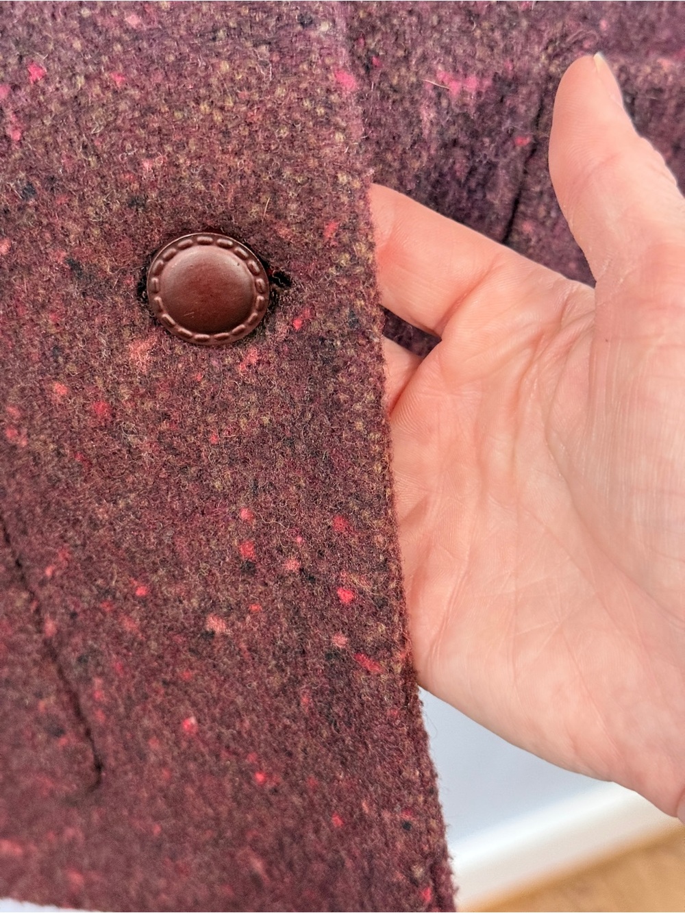 Liz Claiborne Tweed Wool Jacket Plum Maroon - Picture 5 of 10